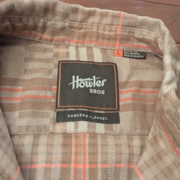 Howler Brothers Harker's Flannel Connor Plaid Tan Men's LG NWT $89 - Picture 8 of 10